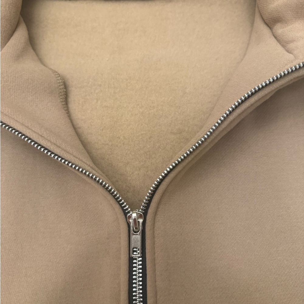Women’s Tan Quarter-Zip Pullover Sweatshirt Size Large - Picture 2 of 10